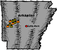 Arkansas woodcut map showing location of Little Rock