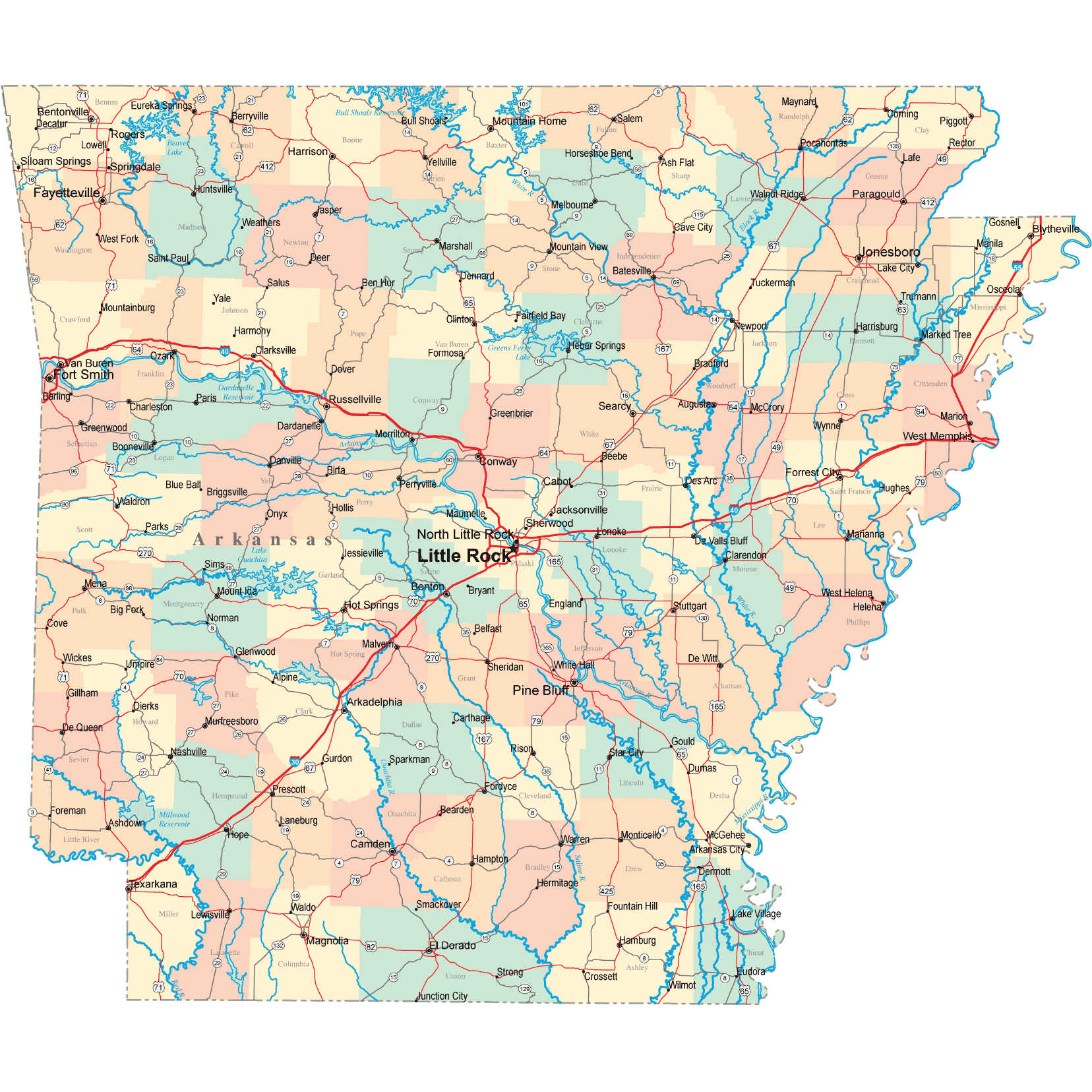 Arkansas Road Map - AR Road Map - Arkansas Highway Map